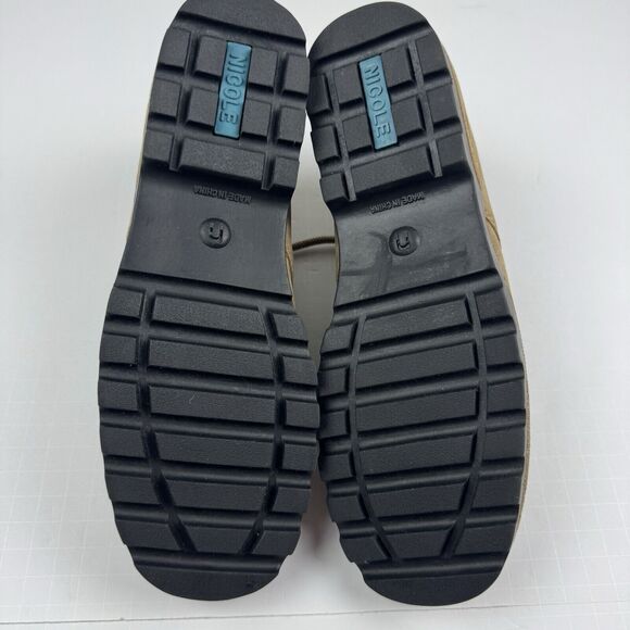 Nicole Tara Boots Women's Tan Suede Leather Round Toe Lace Up Booties Size 8.5 - Picture 11 of 12